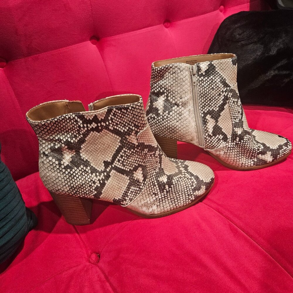 Snake print booties
